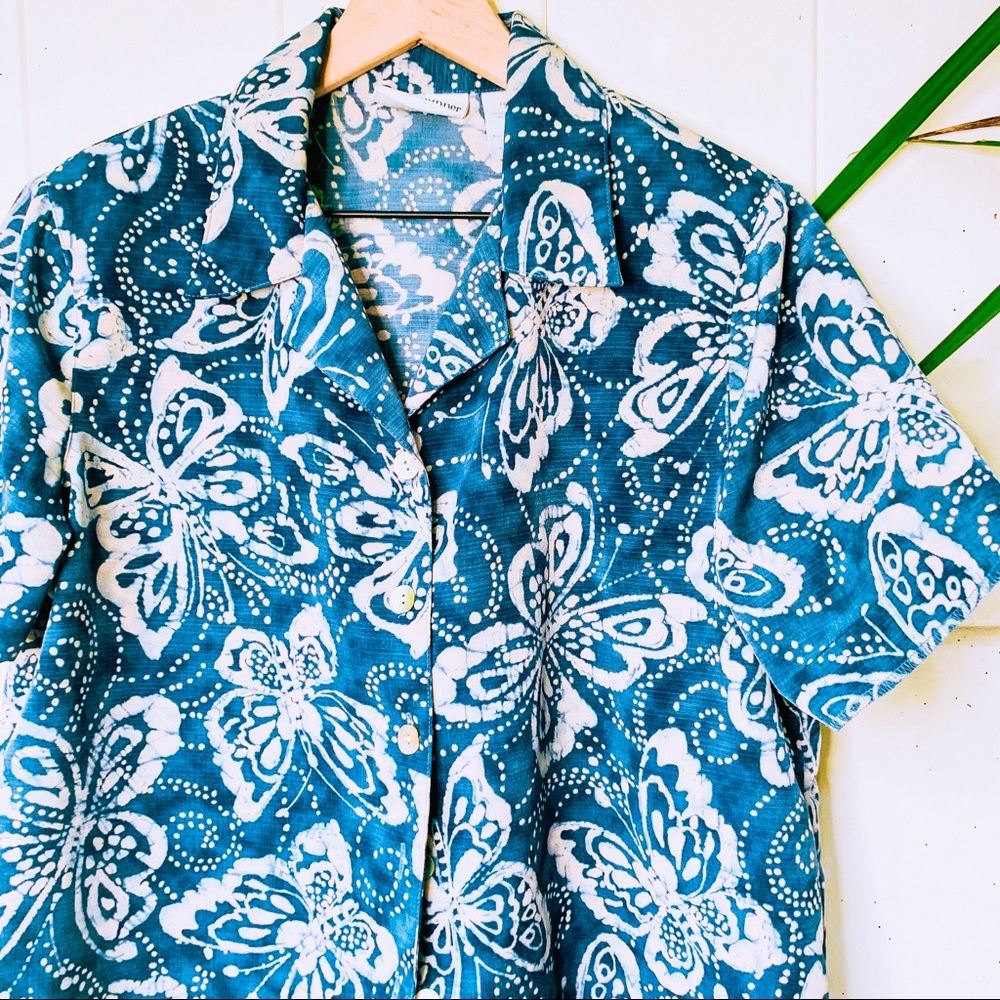 vintage vsco y2k butterfly crop button up popover - Picture 8 of 9